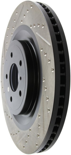 Infiniti M37 Brake Rotor (1) - Front Right - Stoptech - Slotted & Drilled - Black - `11-`13