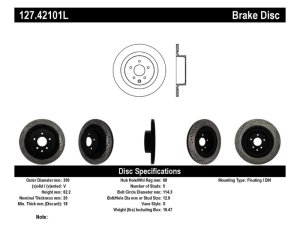 Nissan 350Z Brake Rotor (1) - Rear Left - Stoptech - Slotted & Drilled - Black - 2009