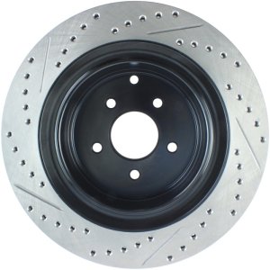 Infiniti M56 Brake Rotor (1) - Rear Left - Stoptech - Slotted & Drilled - Black - `11-`13