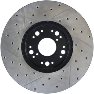 Lexus IS300 Brake Rotors (1) - Front Left - Stoptech - Drilled/Slotted - Black - `01-`05