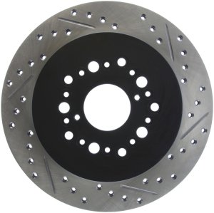 Lexus SC400 Brake Rotor (1) - Rear Left - Stoptech - Drilled & Slotted - Black - `92-`00