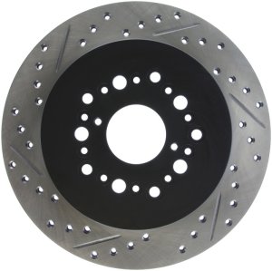 Lexus SC400 Brake Rotor (1) - Rear Right - Stoptech - Drilled/Slotted - Black E-Coated - `92-`00