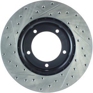 Toyota Land Cruiser Brake Rotors (1) - Front Left - Stoptech - Slotted & Drilled - Black - `98-`07