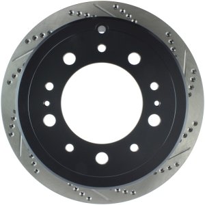 Lexus LX470 Brake Rotor (1) - Rear Left - Stoptech - Slotted & Drilled - Black - `98-`07