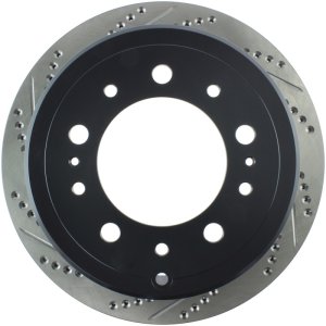 Toyota Land Cruiser Brake Rotor (1) - Rear Right - Stoptech - Slotted & Drilled - Black - `98-`07