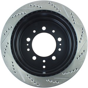 Toyota Land Cruiser Brake Rotor (1) - Rear Right - Stoptech - Slotted & Drilled - Black - `98-`07