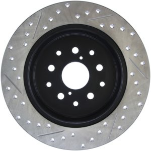 Lexus IS300 Brake Rotors (1) - Rear Left - Stoptech - Drilled & Slotted - Black E-Coated - `00-`05