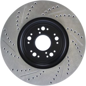 Lexus LS 400 Brake Rotor (1) - Front Left - Stoptech - Sport Drilled & Slotted - Black - `95-`00