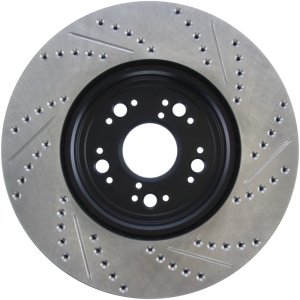Lexus LS 400 Brake Rotor (1) - Front Right - Stoptech - Drilled & Slotted, E-Coated - Black - `95-`00