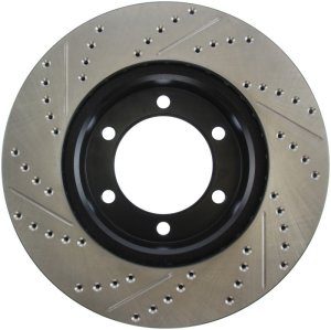 Toyota Tundra Brake Rotor (1) - Front Left - Stoptech - Sport Drilled & Slotted - Black - `00-`06
