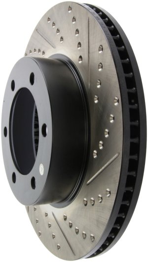 Toyota Tundra Brake Rotor (1) - Front Left - Stoptech - Sport Drilled & Slotted - Black - `00-`06