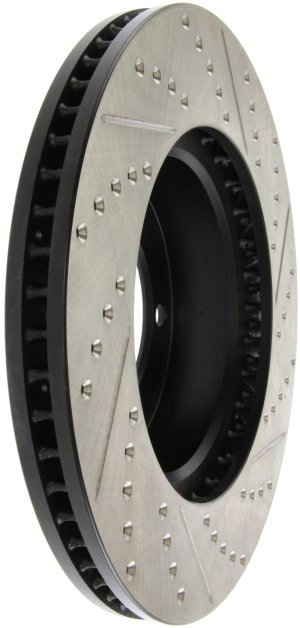 Toyota Sequoia Brake Rotor (1) - Front Right - Stoptech - Sport Drilled/Slotted, High-Carbon, E-Coated - Black E-Coated - `01-`07