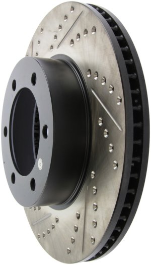 Toyota Tundra Brake Rotor (1) - Front Right - Stoptech - Sport Drilled/Slotted, High-Carbon, E-Coated - Black E-Coated - `00-`06