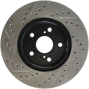 Lexus ES300 Brake Rotor (1) - Front Left - Stoptech - Slotted & Drilled - Black - 2002