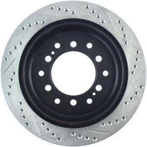 Toyota FJ Cruiser Brake Rotor (1) - Right Rear - Stoptech - Drilled & Slotted Sport Rotor - Black - `07-`09