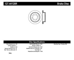 Toyota Sequoia Brake Rotor (1) - Right Rear - Stoptech - Drilled & Slotted Sport Rotor - Black - `01-`07