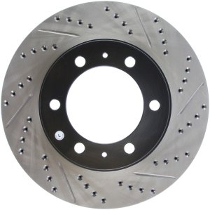 Toyota FJ Cruiser Brake Rotor (1) - Front Left - Stoptech - Drilled & Slotted - Black - `07-`14