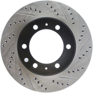 Toyota FJ Cruiser Brake Rotor (1) - Front Left - Stoptech - Drilled & Slotted - Black - `07-`14