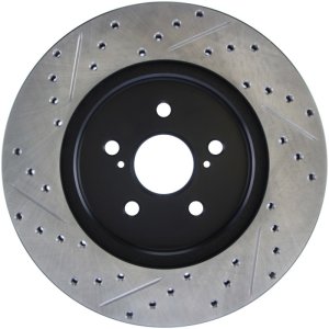 Toyota Highlander Brake Rotor (1) - Left Rear - Stoptech - Sport Drilled & Slotted - Black - `06-`07 Toyota Highlander Brake Rotor (1) - Left Rear - Stoptech - Sport Drilled & Slotted - Black - `06-`07