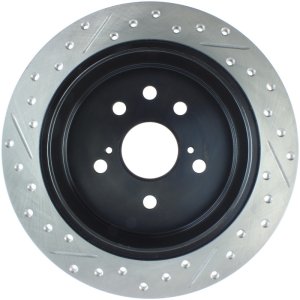 Lexus IS 300 Brake Rotor (1) - Rear Left - Stoptech - Sport Drilled & Slotted - Black - `06-`10
