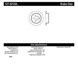 Lexus IS 350 Brake Rotor (1) - Rear Left - Stoptech - Sport Drilled & Slotted - Black - `06-`10