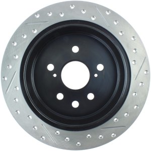 Lexus IS 300 Brake Rotor (1) - Rear Right - Stoptech - Slotted & Drilled - Black - `06-`10