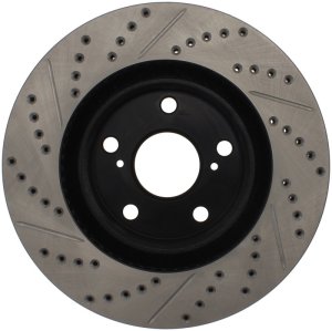 Lexus ES350 Brake Rotor (1) - Front Left - Stoptech - Sport Drilled & Slotted - Black E-Coated - `07-`18