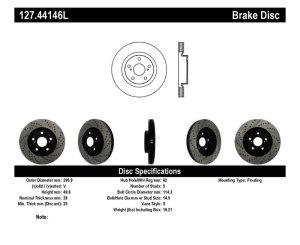 Pontiac Vibe Brake Rotor (1) - Front Left - Stoptech - Sport Drilled & Slotted - Black E-Coated - `09-`10