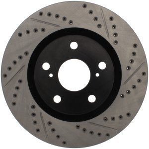 Toyota Corolla iM Brake Rotor (1) - Front Left - Stoptech - Sport Drilled & Slotted - Black E-Coated - `17-`18