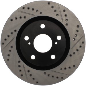 Toyota Matrix Brake Rotor (1) - Front Left - Stoptech - Sport Drilled & Slotted - Black E-Coated - `09-`14