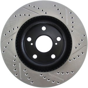 Toyota Matrix Brake Rotor (1) - Front Right - Stoptech - Sport Drilled & Slotted, Black E-Coated - Black - `09-`14