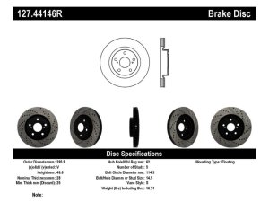 Toyota Matrix Brake Rotor (1) - Front Right - Stoptech - Sport Drilled & Slotted, Black E-Coated - Black - `09-`14