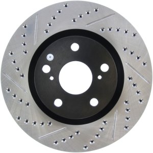 Toyota RAV4 Brake Rotor (1) - Front Right - Stoptech - Sport Drilled & Slotted, Black E-Coated - Black - `06-`18