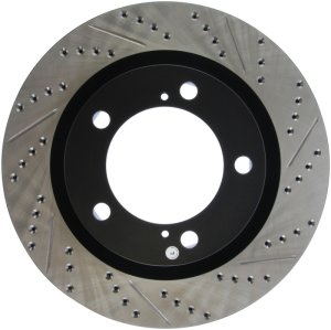 Toyota Tundra Brake Rotor (1) - Front Left - Stoptech - Sport Drilled & Slotted, High Carbon - Black E-Coated - `07-`09