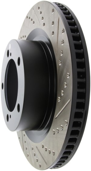 Toyota Tundra Brake Rotor (1) - Front Left - Stoptech - Sport Drilled & Slotted, High Carbon - Black E-Coated - `07-`09