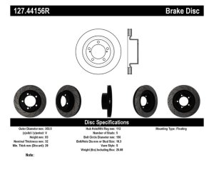 Toyota Tundra Brake Rotor (1) - Front Right - Stoptech - Sport Drilled & Slotted - Black - `07-`19