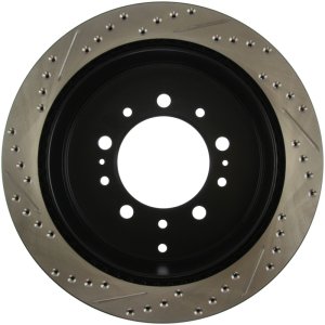 Toyota Tundra Brake Rotors (1) - Rear Left - Stoptech - Drilled & Slotted Sport - Black - `07-`19