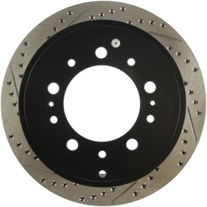 Lexus LX570 Brake Rotor (1) - Rear Right - Stoptech - Sport Drilled & Slotted - Black - `08-`19
