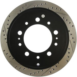 Toyota Tundra Brake Rotor (1) - Rear Right - Stoptech - Sport Drilled & Slotted - Black - `07-`19