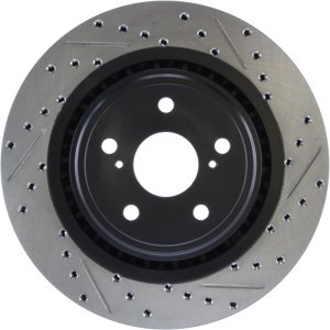 Lexus NX300 Brake Rotor (1) - Front Left - Stoptech - Drilled & Slotted - Black - `18-`20