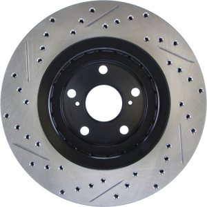 Lexus RX350 Brake Rotor (1) - Front Left - Stoptech - Drilled & Slotted - Black - `10-`15