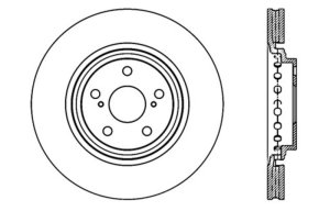 Lexus RX450h Brake Rotor (1) - Front Left - Stoptech - Drilled & Slotted - Black - `10-`15