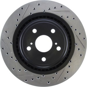 Toyota Highlander Brake Rotor (1) - Front Right - Stoptech - Sport Drilled & Slotted - Black E-Coated - `08-`19