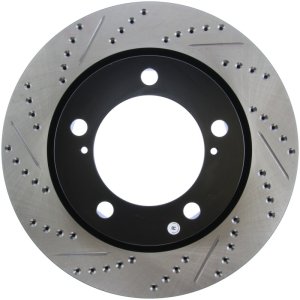 Toyota Land Cruiser Brake Rotor (1) - Front Right - Stoptech - Slotted & Drilled Sport - Black - `08-`19