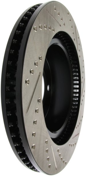 Toyota Land Cruiser Brake Rotor (1) - Front Right - Stoptech - Slotted & Drilled Sport - Black - `08-`19