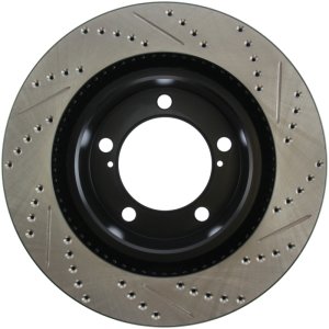 Toyota Land Cruiser Brake Rotor (1) - Front Right - Stoptech - Slotted & Drilled Sport - Black - `08-`19