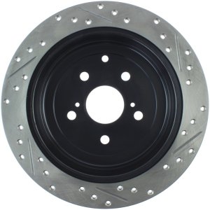 Toyota Highlander Brake Rotor (1) - Rear Right - Stoptech - Sport Drilled & Slotted - Black - `14-`19