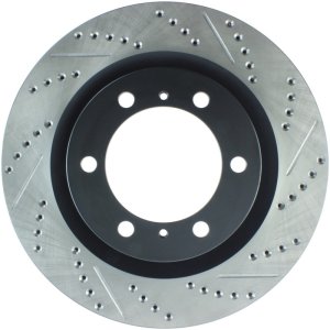 Lexus GX460 Brake Rotor (1) - Front Left - Stoptech - Slotted & Drilled - Black - `10-`19