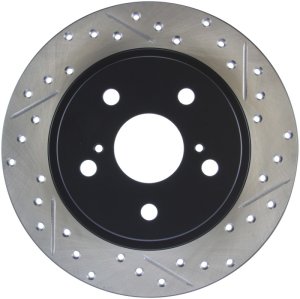 Scion tC Brake Rotor (1) - Rear Left - Stoptech - Sport Drilled & Slotted, E-Coated - Black - `11-`16