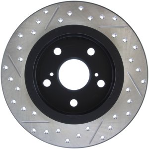 Scion tC Brake Rotor (1) - Rear Left - Stoptech - Sport Drilled & Slotted, E-Coated - Black - `11-`16